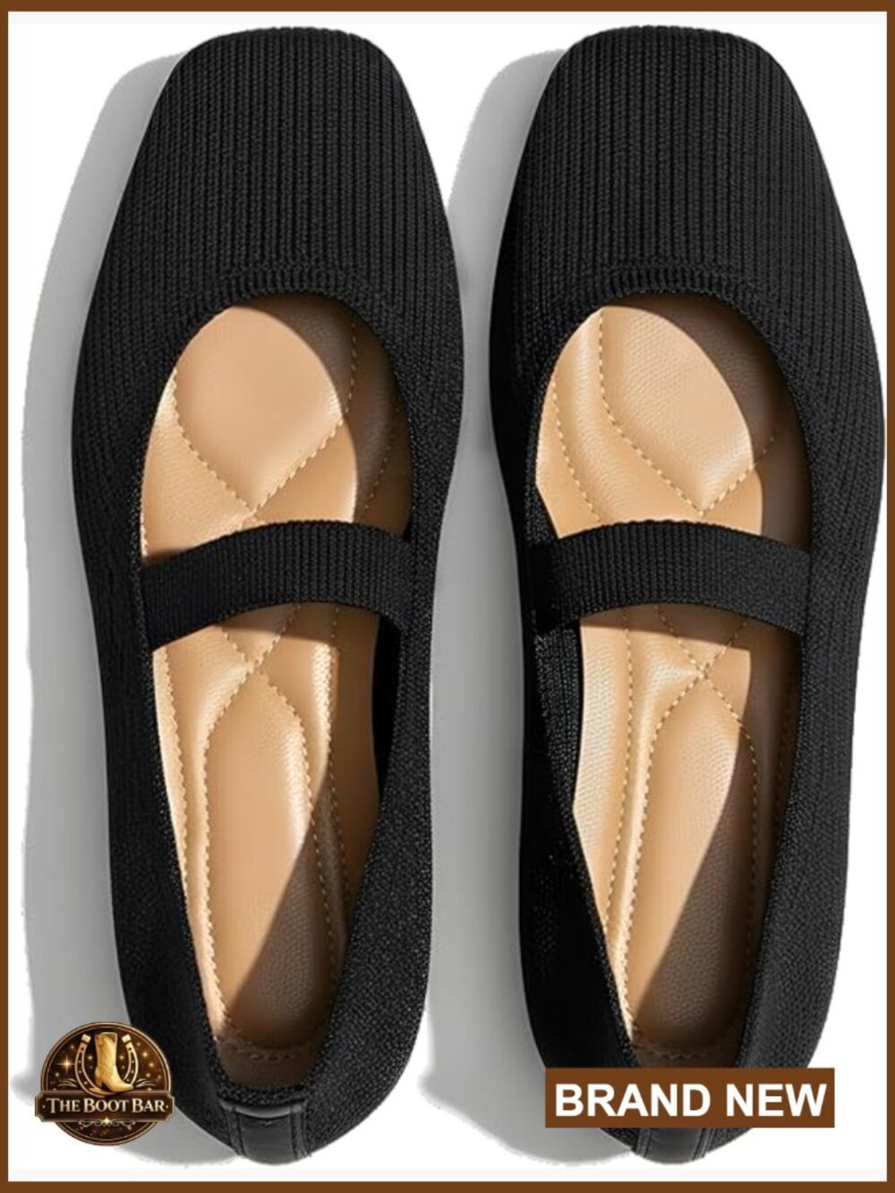 Knit Ballet Flats for Women - Cushioned Insoles, Elastic Strap, Breathable Mesh